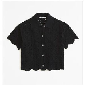 Abercrombie Women's Crochet-Style Button-Up Polo
